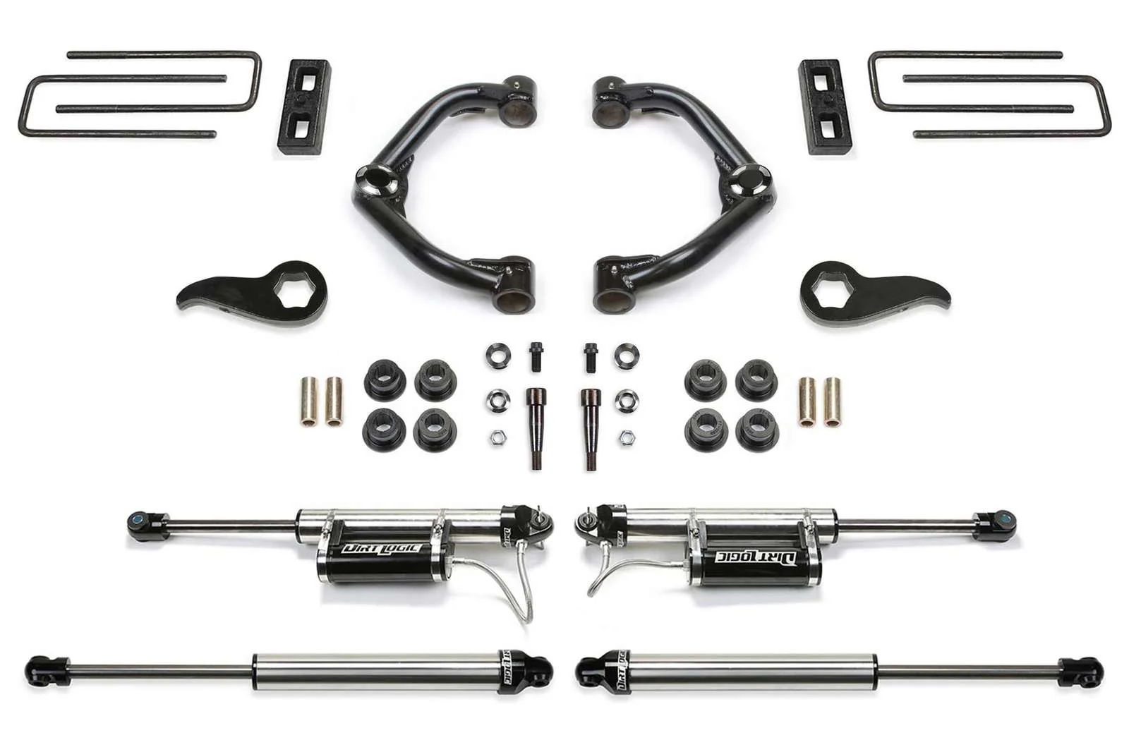 Fabtech 3.5" Uniball UCA Lift Kit w/Dirt Logic 2.25 Shocks w/Reservoir for 2020-2024 Chevrolet Silverado 3500 HD 4WD w/3.5" lift