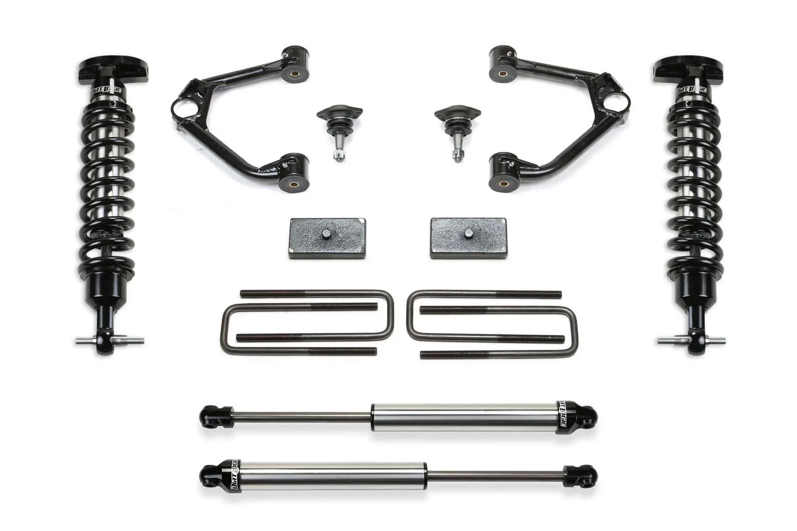 Fabtech 3" Ball Joint UCA Lift Kit w/Front Dirt Logic 2.5 Coilovers & Rear 2.25 Shocks for 2019-2024 Chevrolet Silverado 1500 4WD w/3" lift