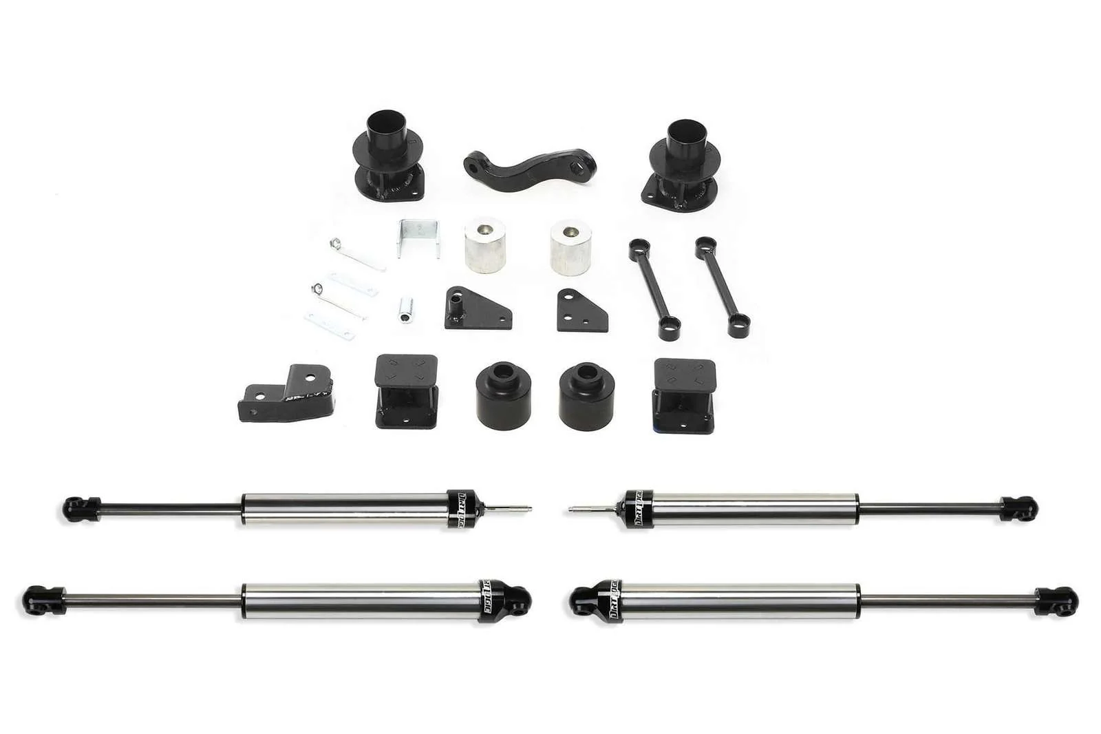 Fabtech 3" Spacer System w/Dirt Logic 2.25 Shocks Kit for 2007-2018 Jeep Wrangler JK 4WD w/3" lift