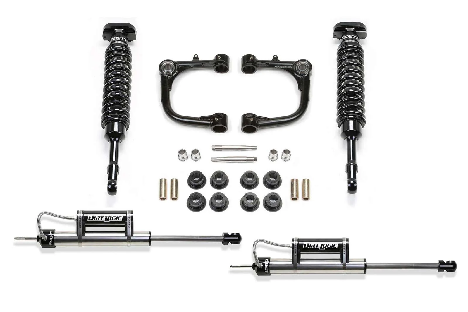 Fabtech 3" Uniball UCA System w/Front Dirt Logic 2.5 Coilovers & Rear Dirt Logic Shocks w/Reservoir Kit for 2016-2023 Toyota Tacoma 4WD RWD w/3" lift 6-Lug