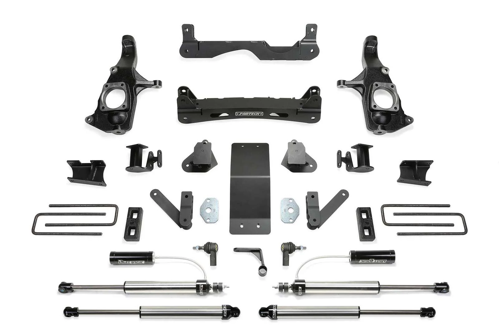 Fabtech 4" Performance System w/Front Dirt Logic 2.25 Reservoir Shocks & Rear 2.25 Shocks Kit for 2011-2019 Chevrolet Silverado 2500 HD 4WD w/4" lift