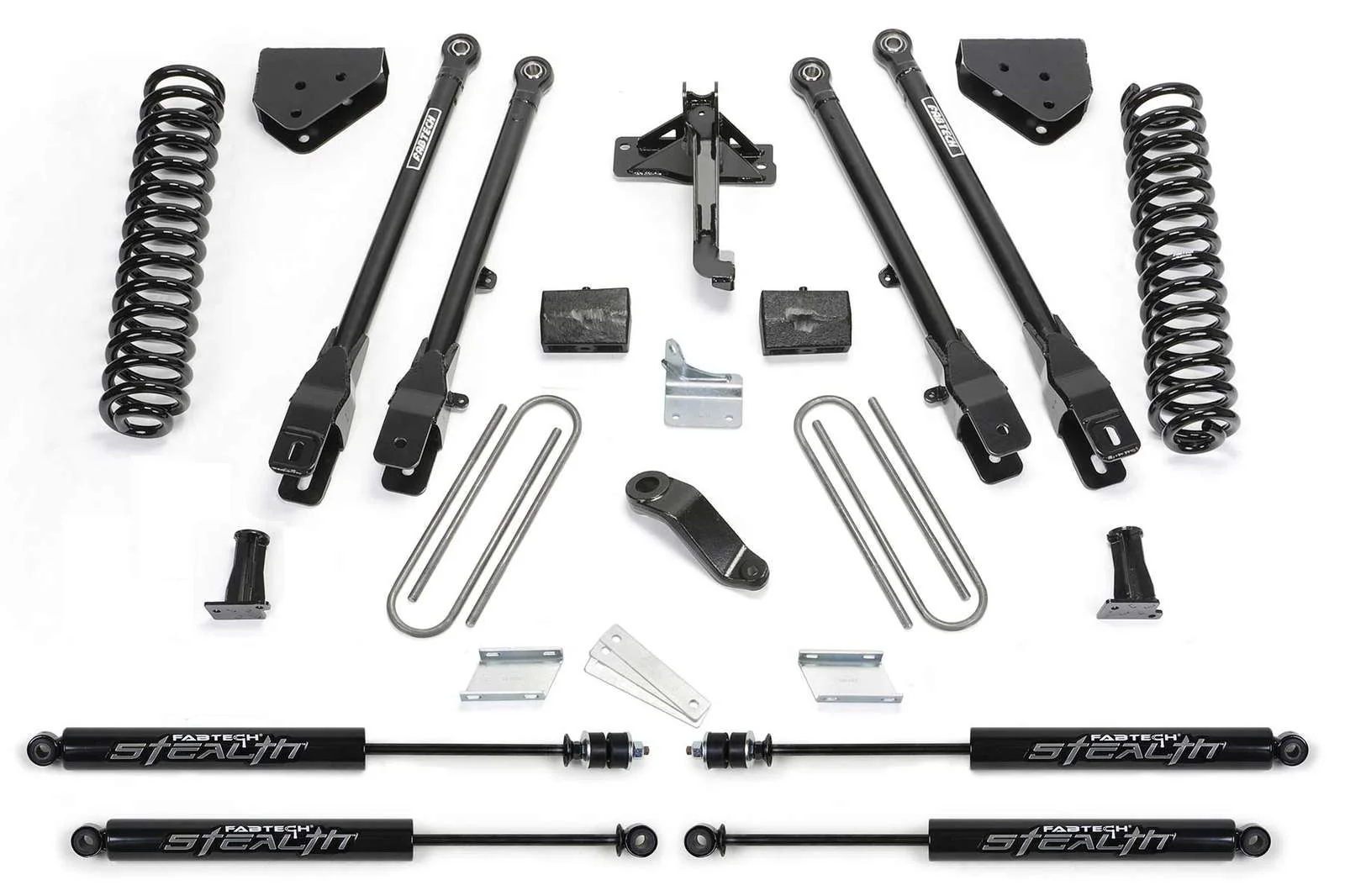 Fabtech 6" 4 Link System w/Stealth Shocks Kit for 2008-2016 Ford F350 Super Duty 4WD w/6" lift