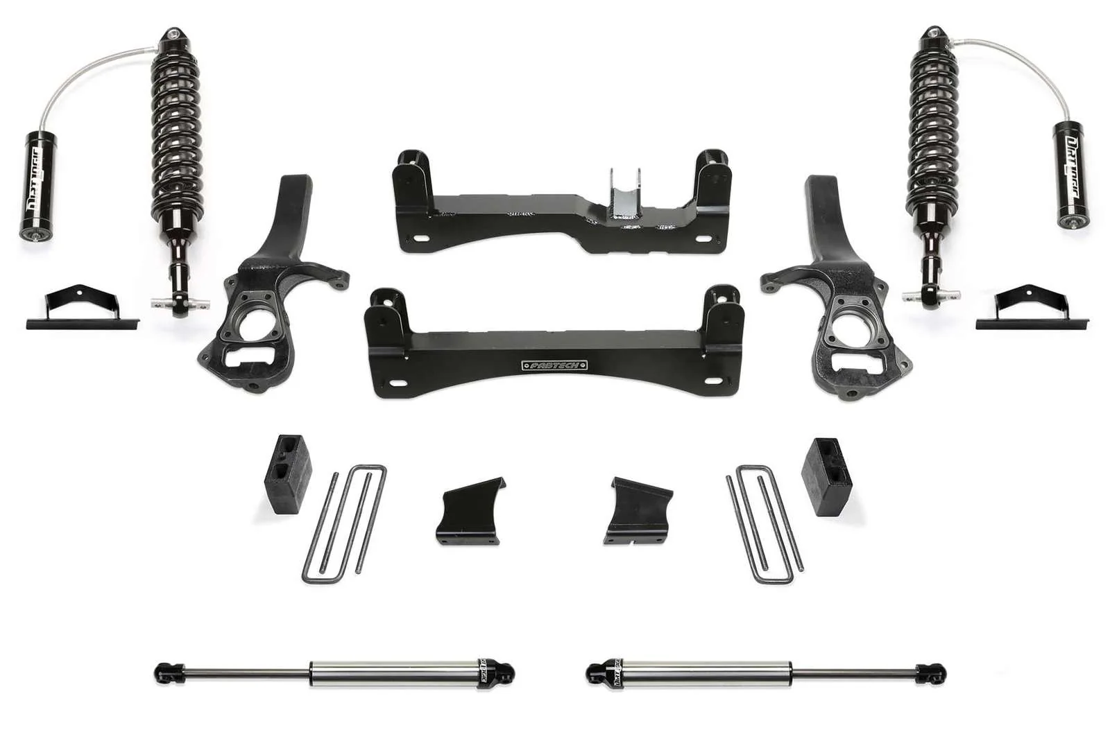 Fabtech 6" Performance System w/Front Dirt Logic 2.5 Coilovers w/Reservoir & Rear 2.25 Shocks Kit for 2019-2024 Chevrolet Silverado 1500 RWD w/6" lift