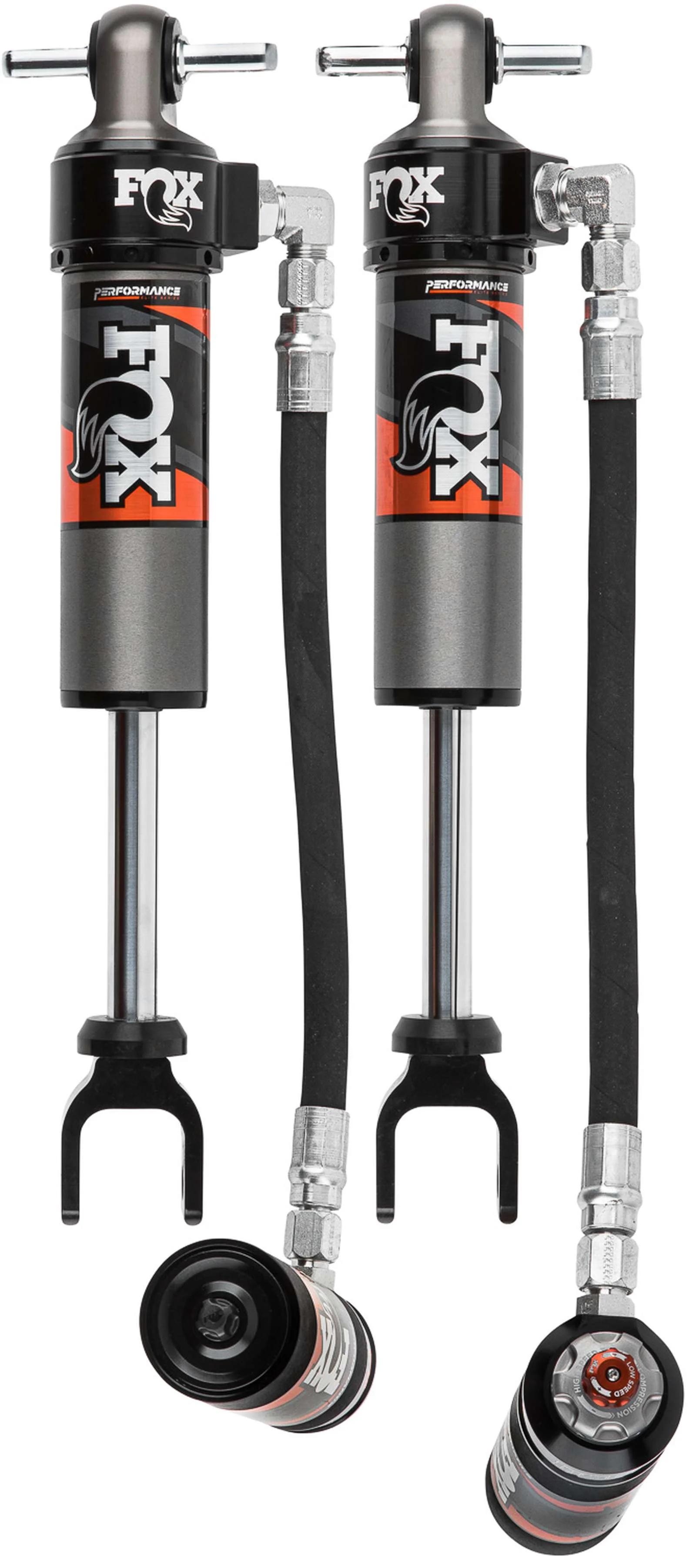 Fox 2.5 Performance Elite Adjustable w/ Reservoir Shocks Front Pair for 2020-2024 Chevrolet Silverado 3500 HD w/1.5-2.5" lift