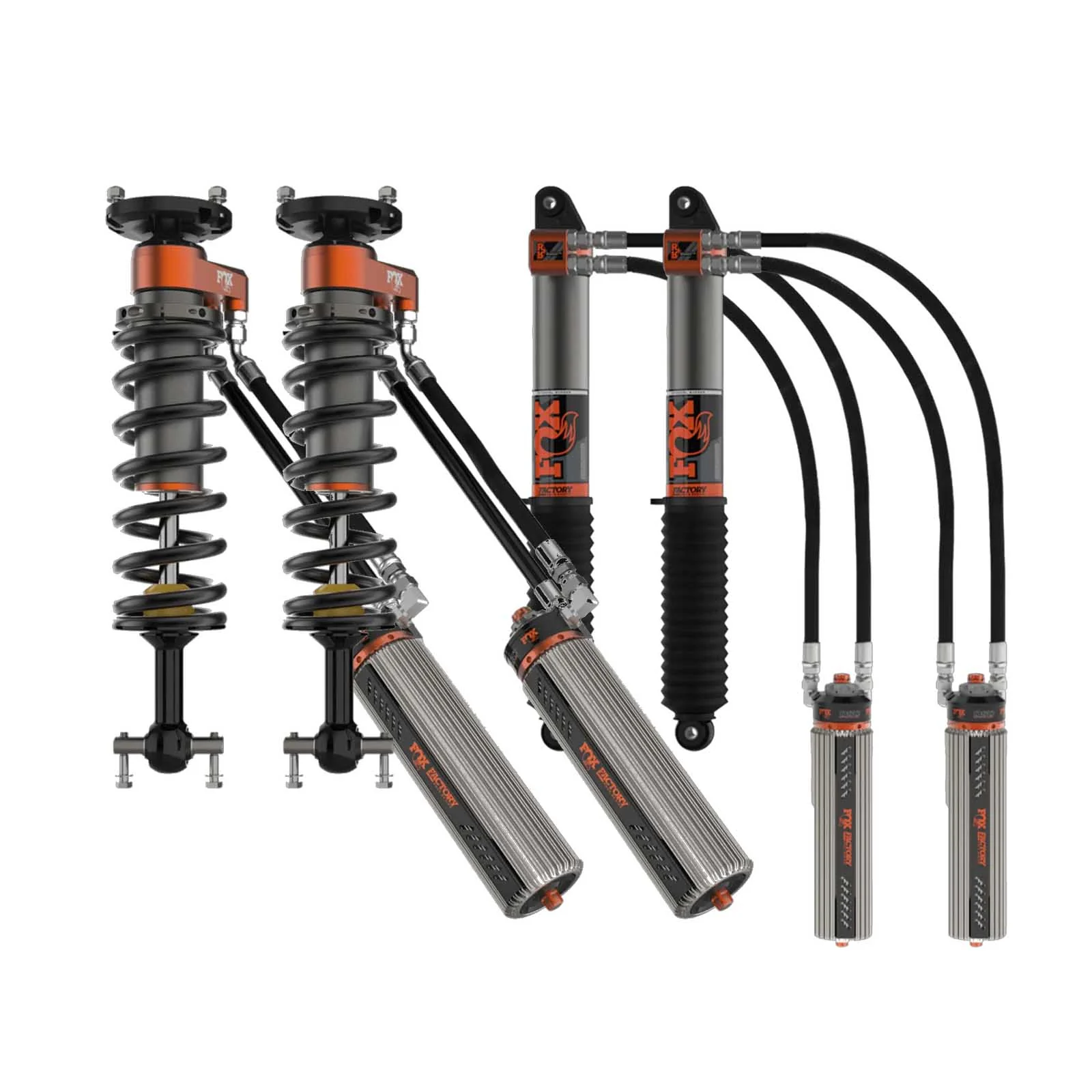 Fox 3.0 Factory Race Series Adjustable Coilover w/ Reservoir + Rear Shocks Set for 2019-2024 Chevrolet Silverado 1500 4WD RWD w/3" lift w/ UCA - Image 2
