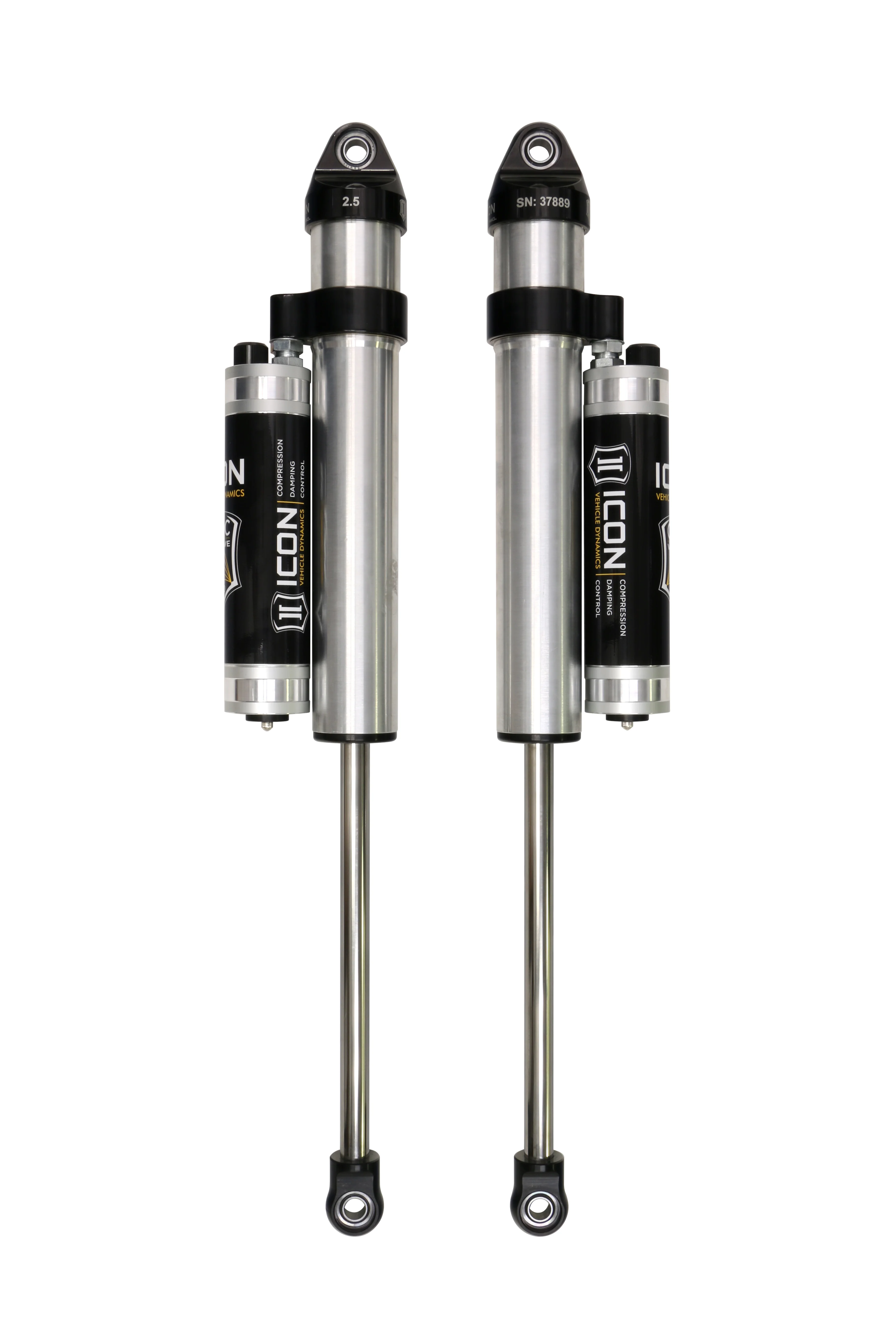 Icon 2.5 Piggyback Reservoir CDCV Shocks Pair for 2005-2016 Ford F250 Super Duty 4WD w/4.5-9" lift